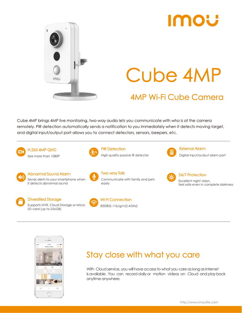 Página 1 del manual Ficha técnica Imou Cube 4MP