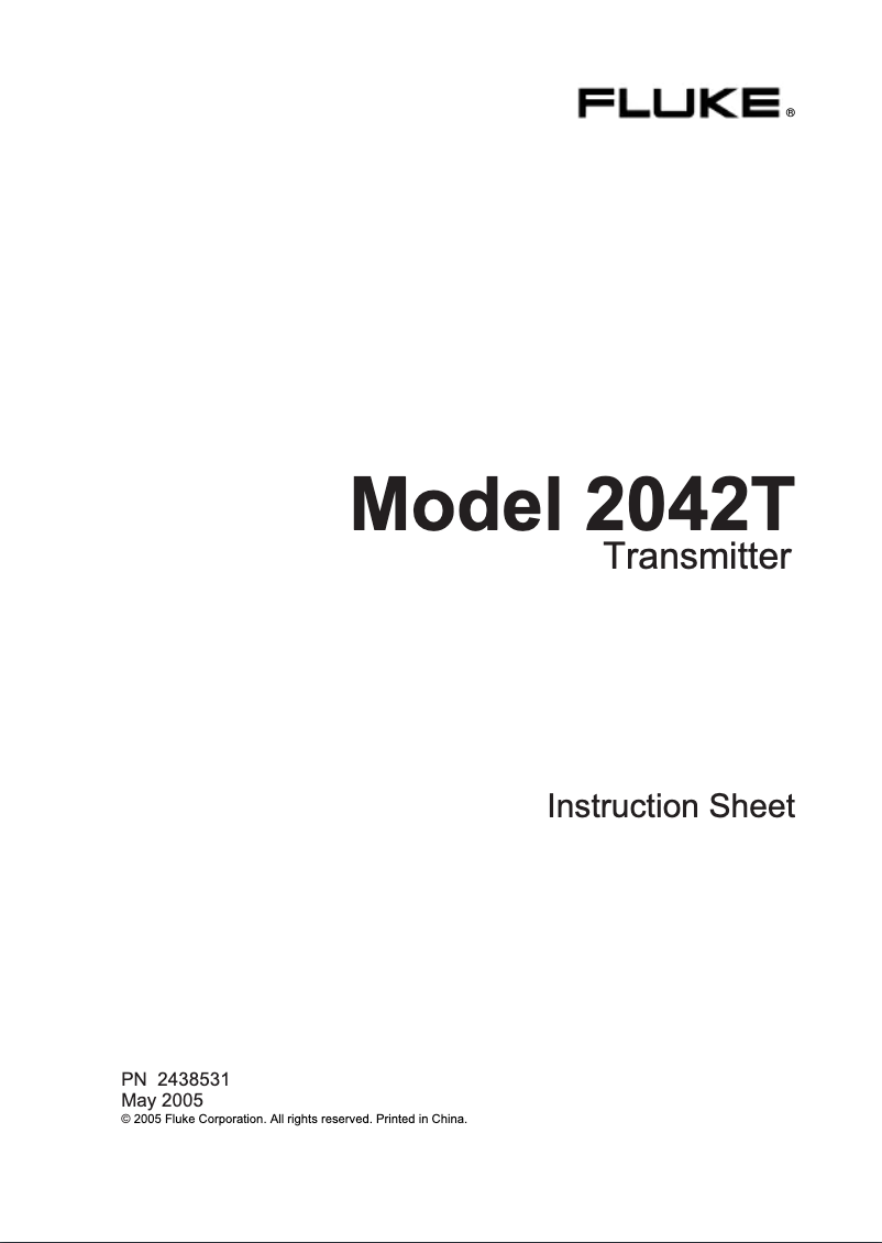 Page 1 de la notice Instructions / montage Fluke 2042