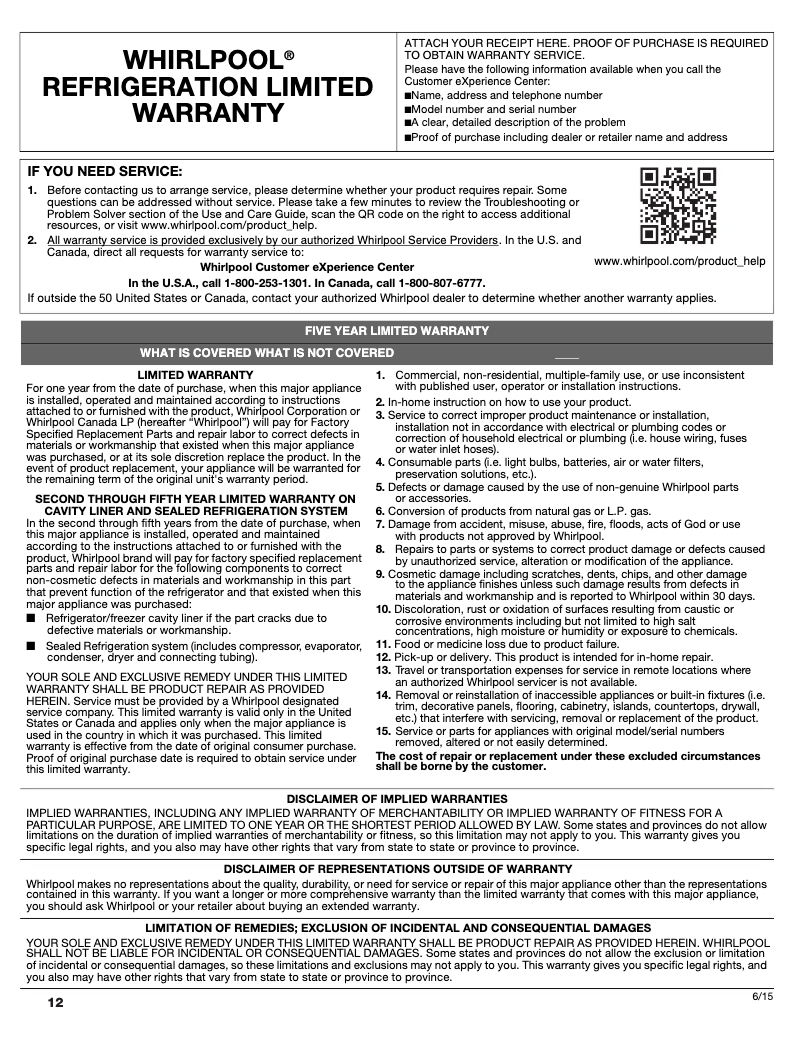 First page image of the manual for WUB50X24HZ