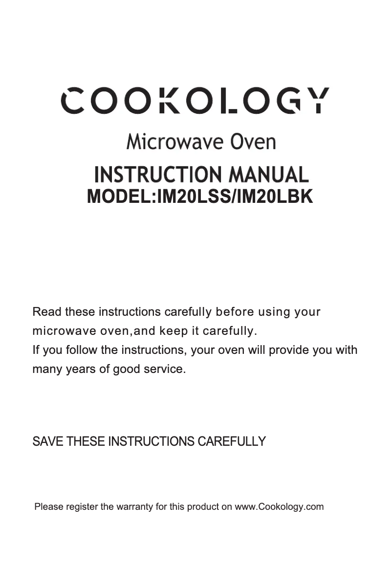 Page 1 de la notice Manuel utilisateur Cookology IM20LSS