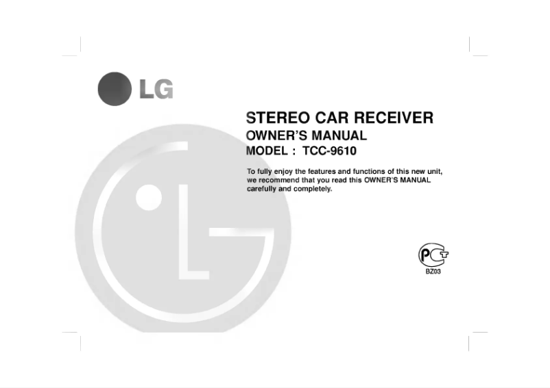 Page n°1 - Manuel utilisateur LG TCC-9610