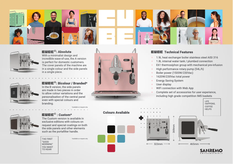 Page 1 de la notice Fiche technique Sanremo Cube