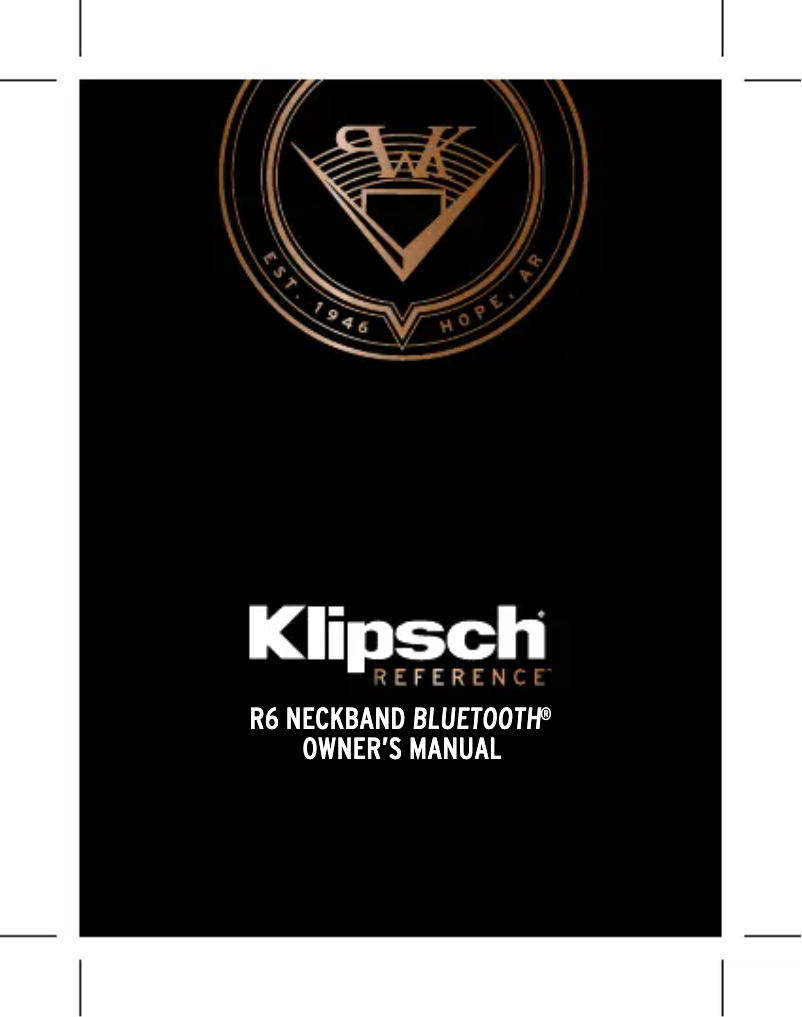 Page n°1 - Manuel utilisateur Klipsch R6