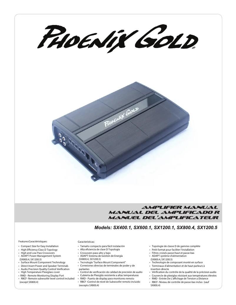 Page n°1 - Manuel utilisateur Phoenix Gold SX600.1