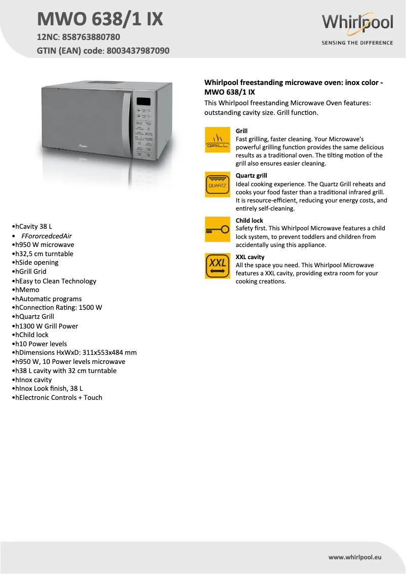 Imagen de la primera página del manual del dispositivo MWO 638