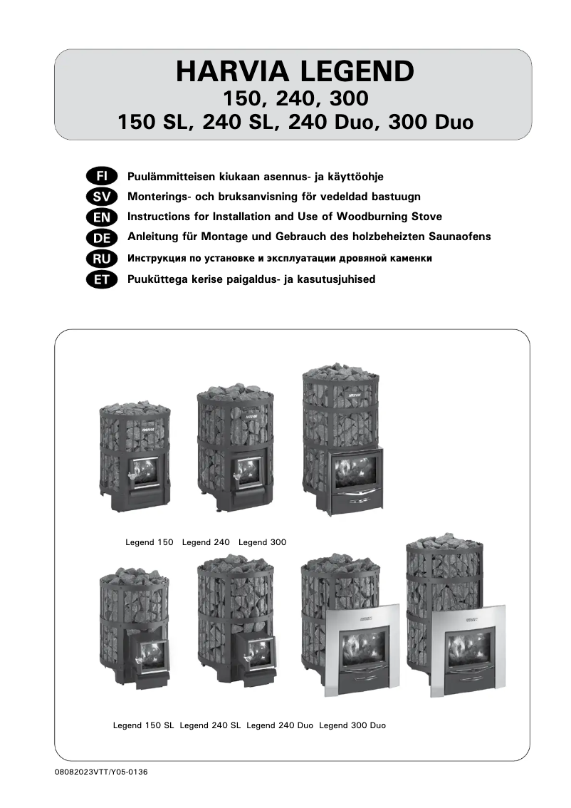Page 1 de la notice Manuel utilisateur Harvia Legend 15 WK300LDLUX