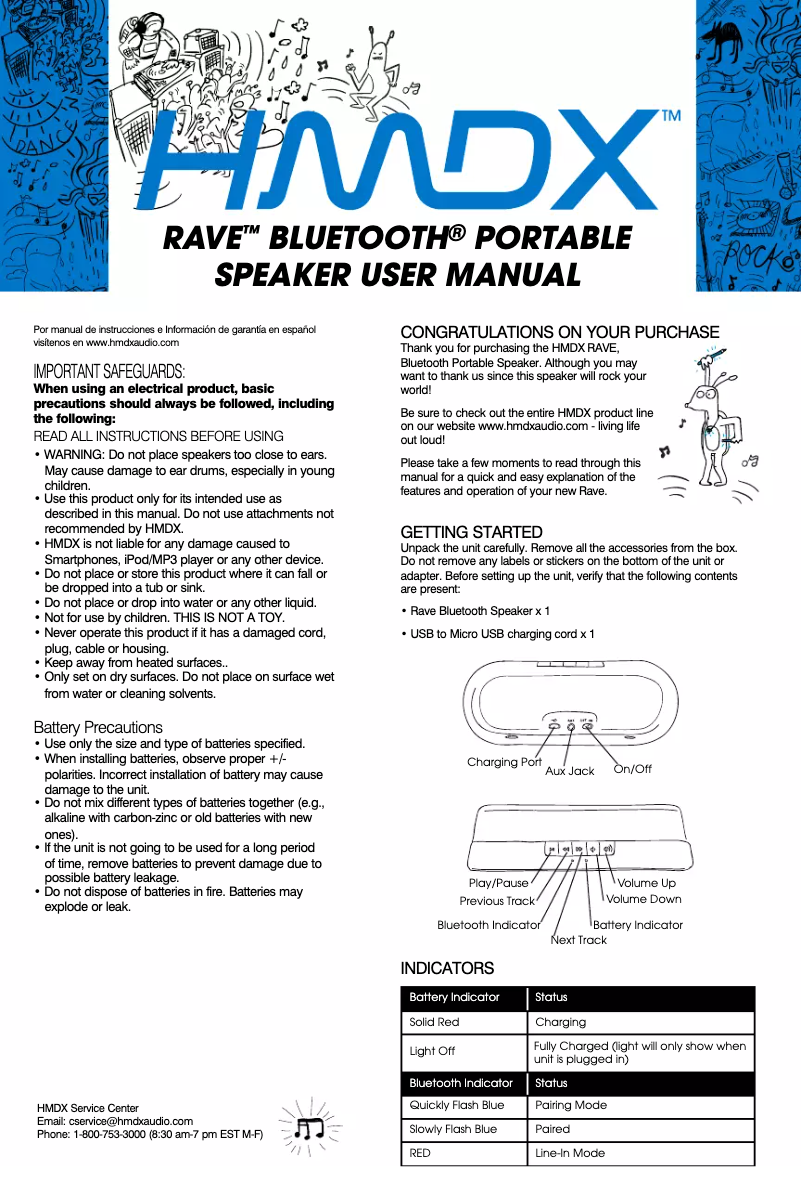 Page n°1 - Manuel utilisateur HMDX Rave