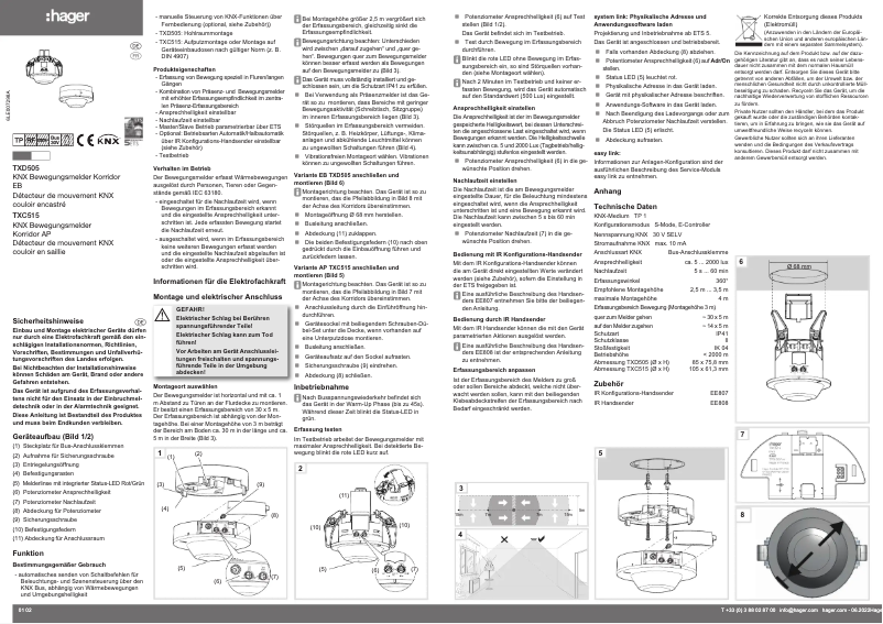 Page 1 de la notice Instructions / montage Hager TXD505