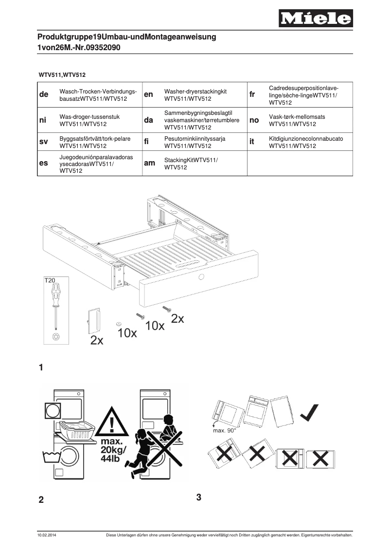 Page n°1 - Fiche technique Miele WTV 512