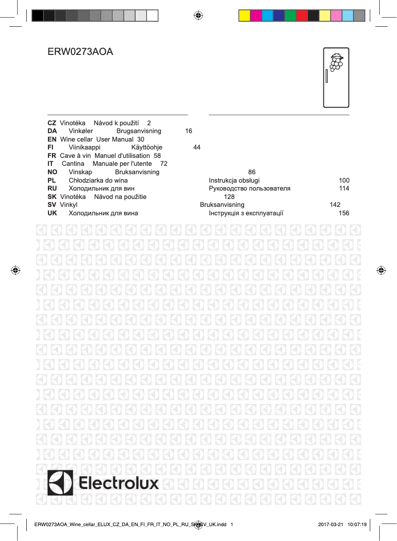 Page 1 de la notice Manuel utilisateur Electrolux ERW0273AOA