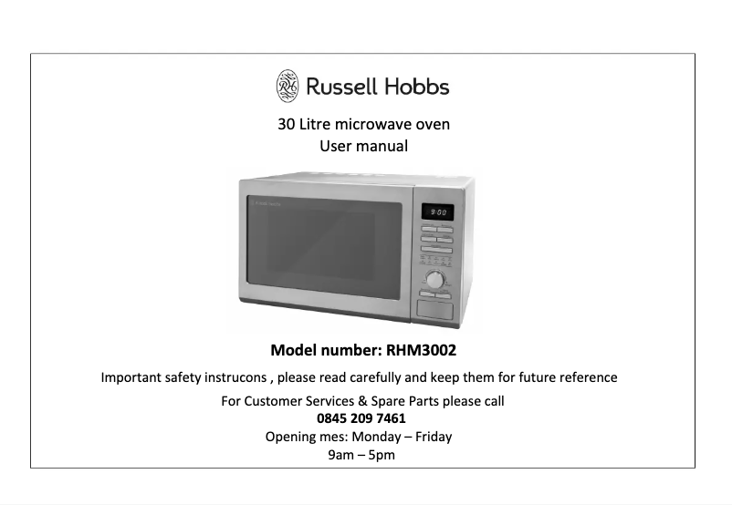 Página 1 del manual Manual de usuario Russell Hobbs RHM3002