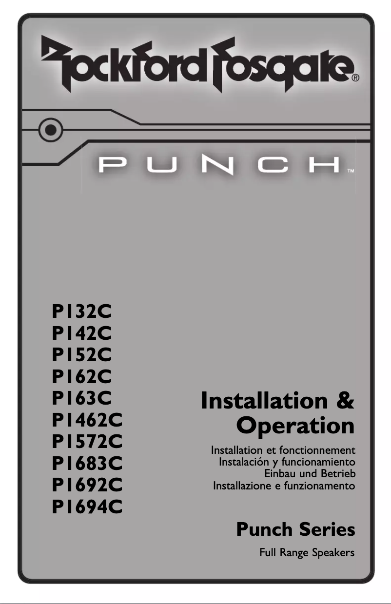 Page n°1 - Manuel utilisateur Rockford Fosgate Punch P132C
