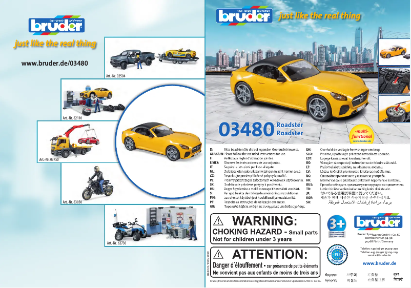 Page 1 de la notice Manuel utilisateur Bruder Roadster 03480