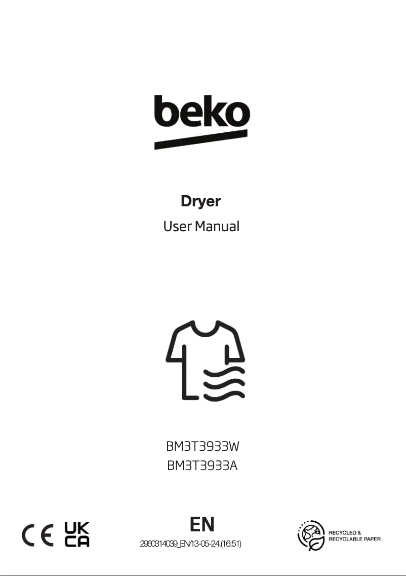Page 1 de la notice Manuel utilisateur Beko BM3T3933A