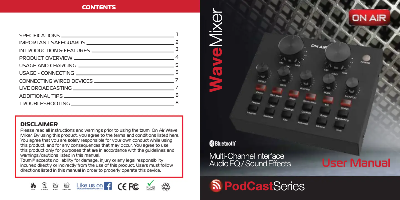 Page 1 de la notice Manuel utilisateur On Air Wave Mixer