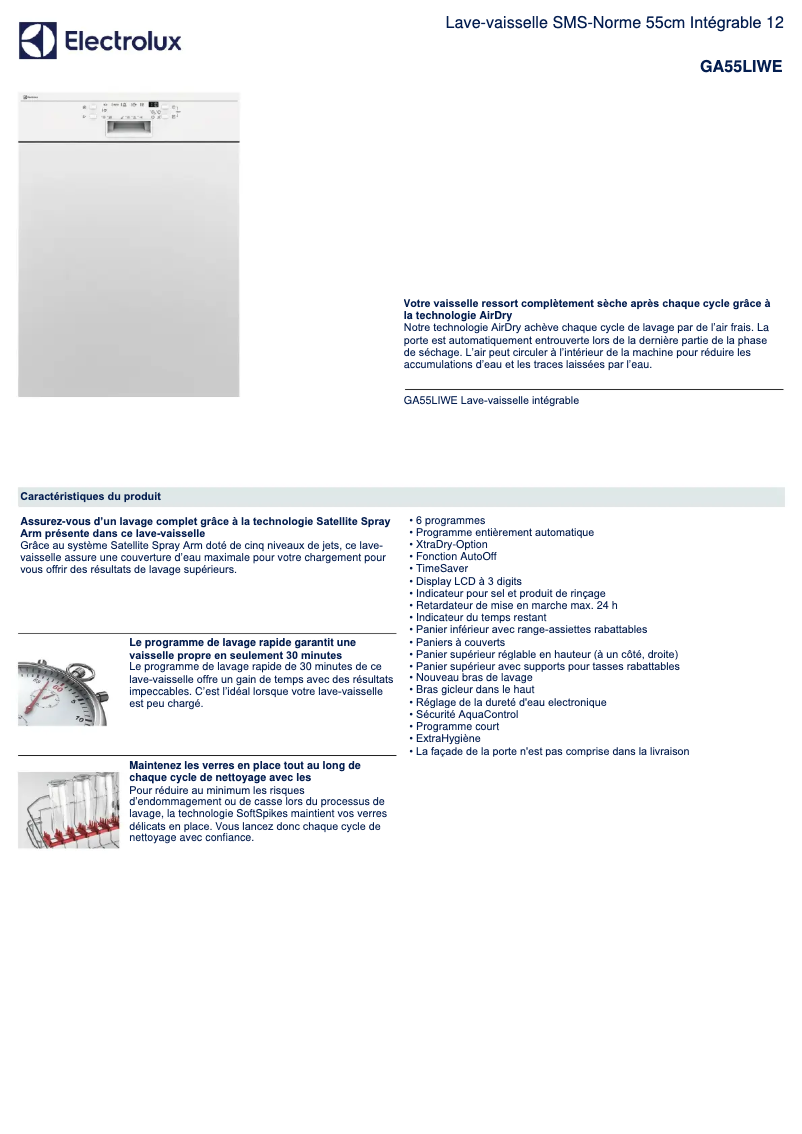 Page n°1 - Fiche technique Electrolux GA55LIWE