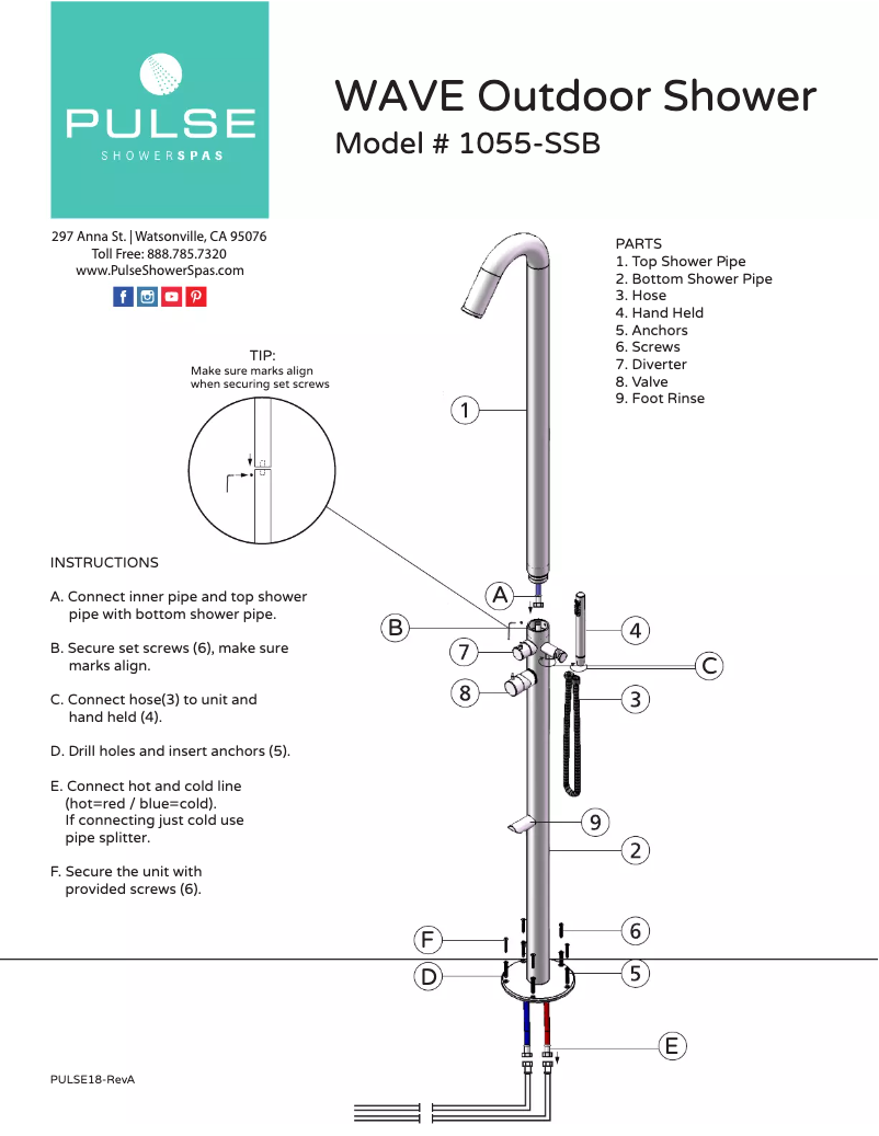Page 1 de la notice Manuel utilisateur Pulse ShowerSpas Wave 1055-SSB