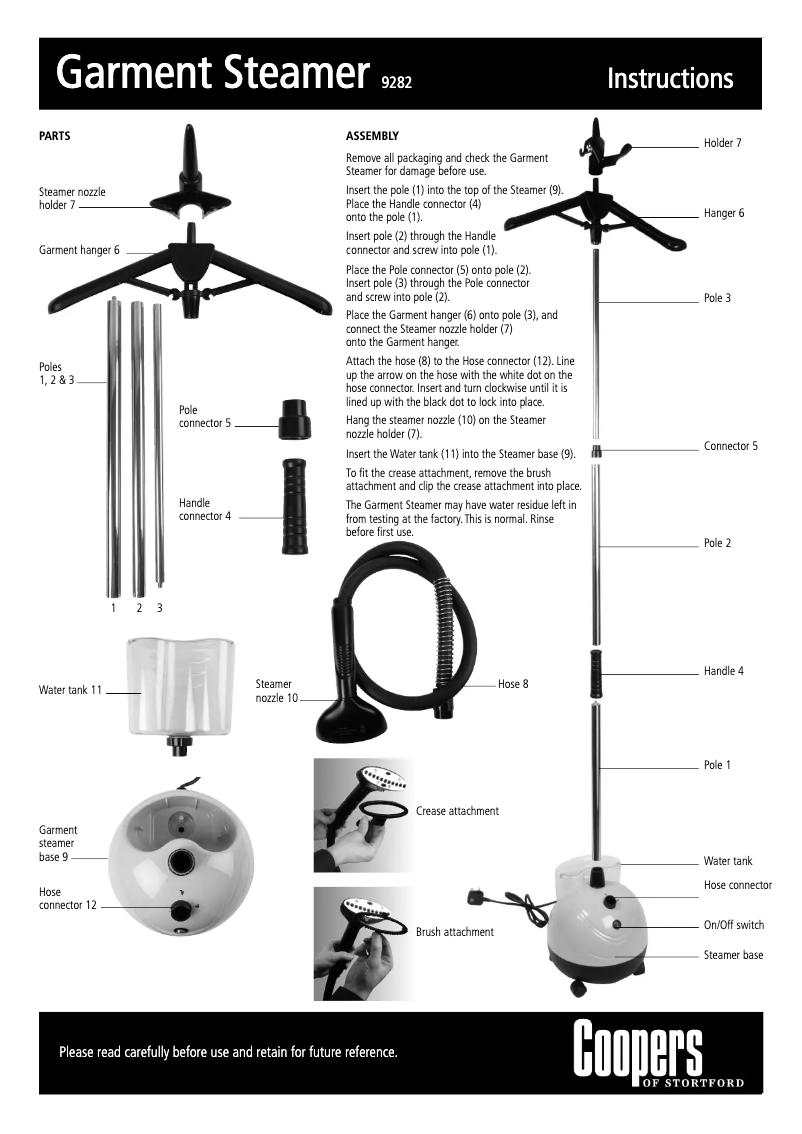 Page n°1 - Manuel utilisateur Coopers 9282