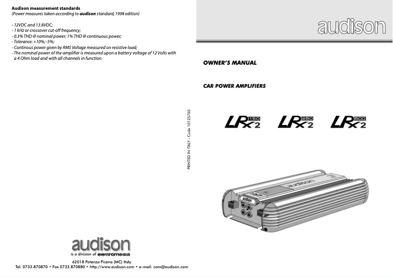 Image de la première page du manuel de l'appareil LRX 2 250