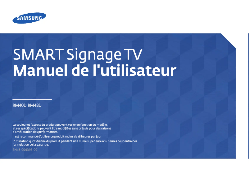 Page n°1 - Manuel utilisateur Samsung RM40D Signage TV LH40RMDPLGUR