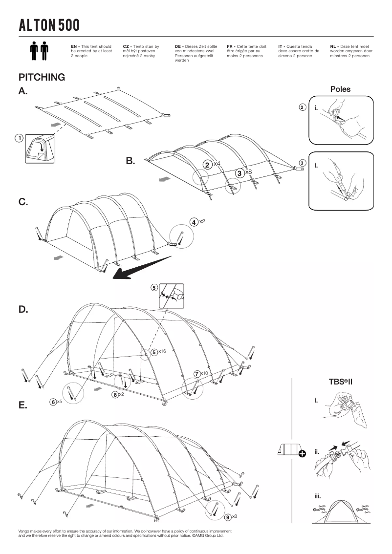 Page 1 de la notice Manuel utilisateur Vango Alton 500