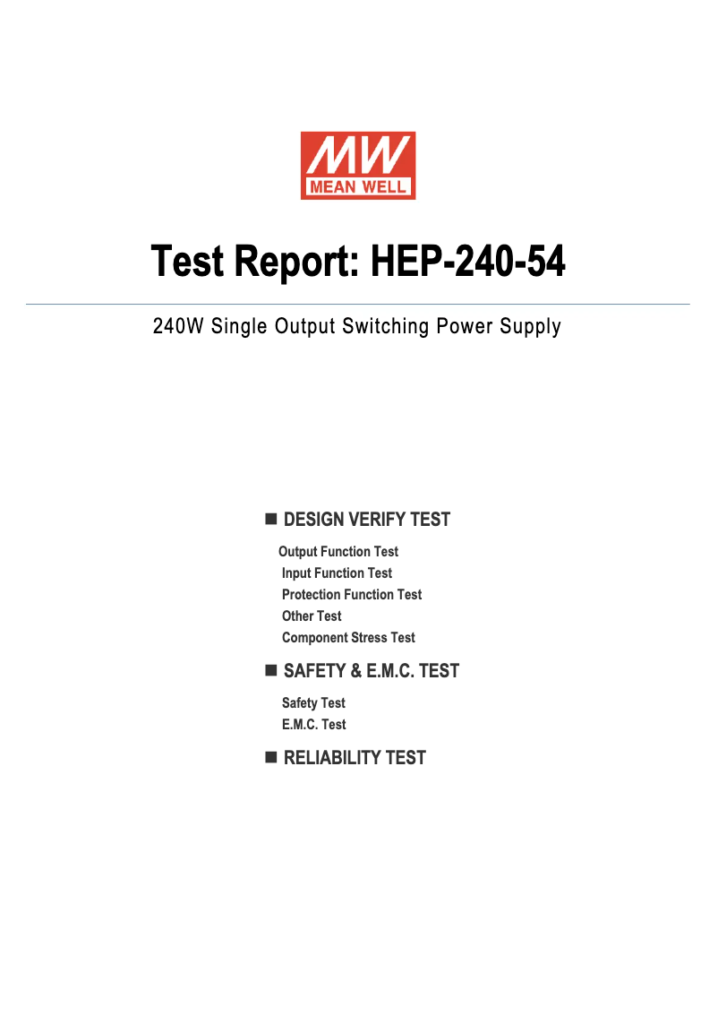 Page n°1 - Fiche technique Mean Well HEP-240-54