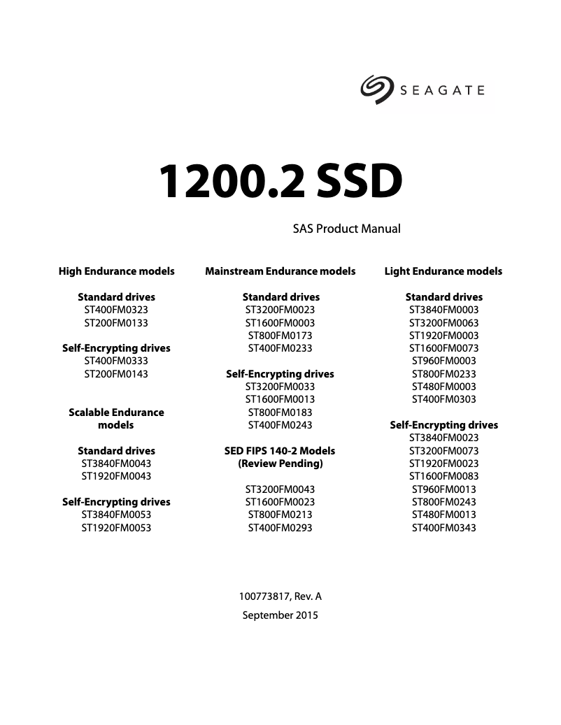 Page 1 de la notice Manuel utilisateur Seagate 1200.2 SSD 1920GB