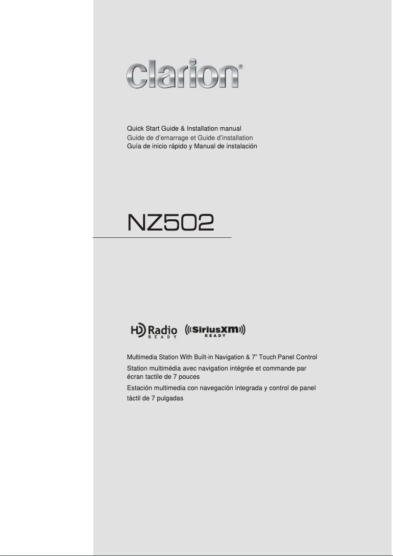 Page n°1 - Manuel utilisateur Clarion NZ502