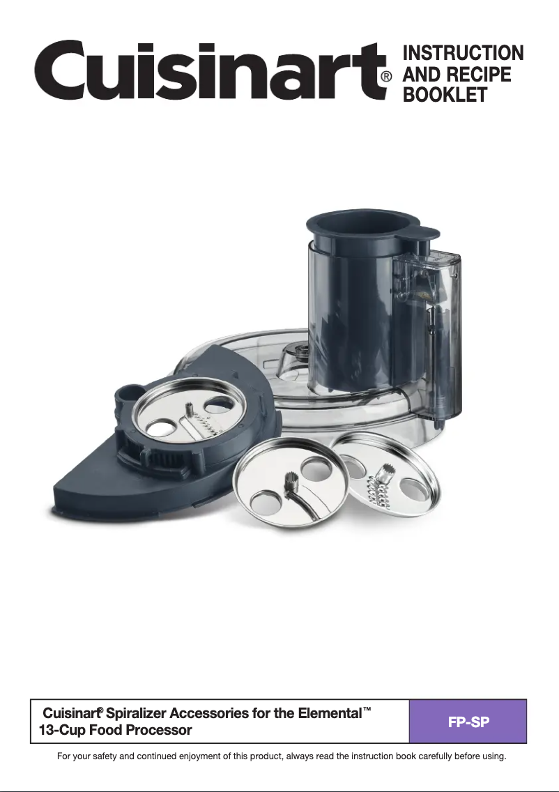 Page 1 de la notice Manuel utilisateur Cuisinart FP-SP