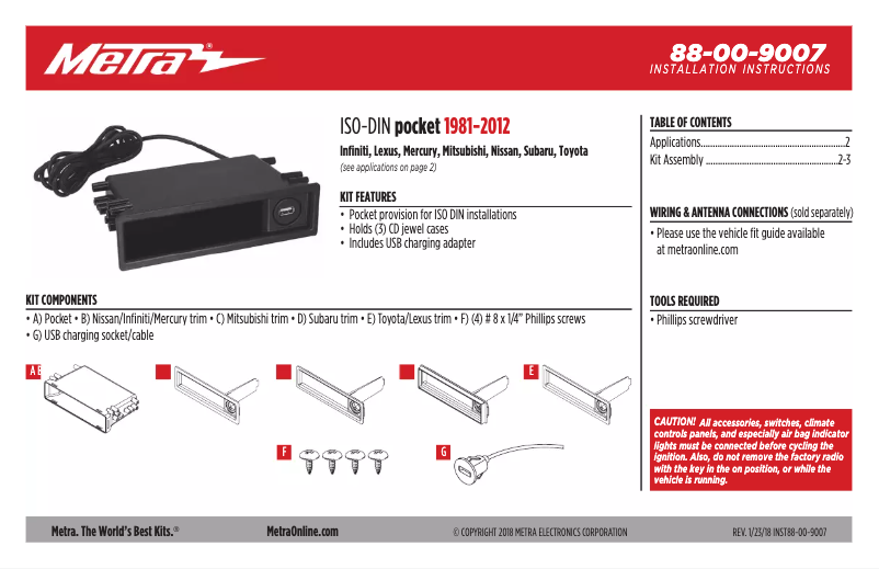 Page n°1 - Guide d'installation Metra 88-00-9007