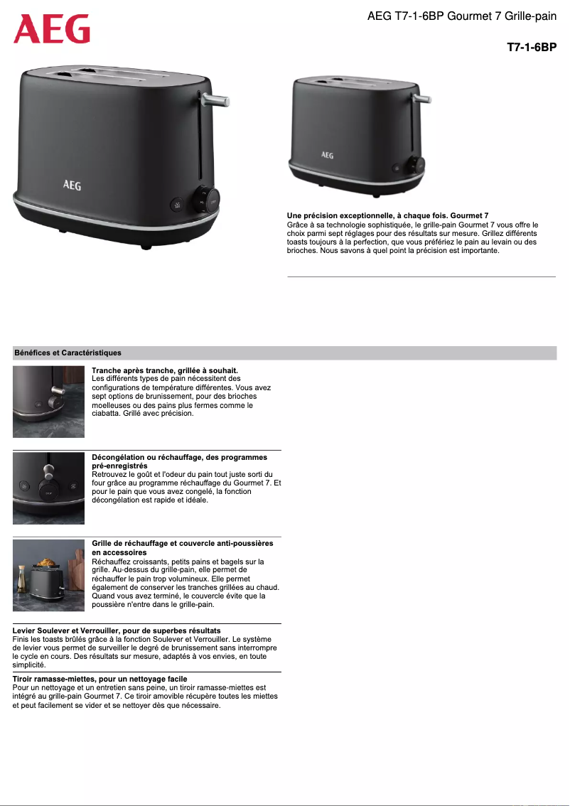 Page 1 de la notice Manuel utilisateur AEG T7-1-6BP