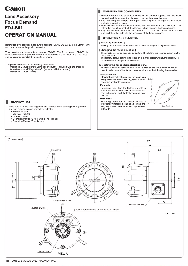 Page 1 de la notice Manuel utilisateur Canon FDJ-S01