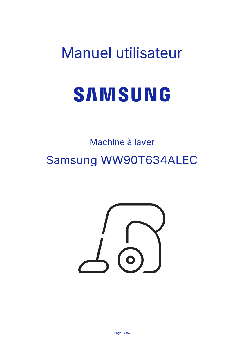 Page n°1 - Manuel utilisateur Samsung WW90T634ALEC