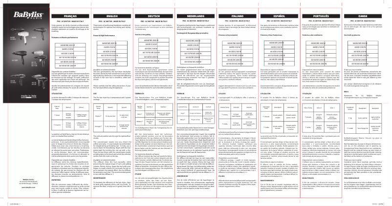 Page 1 de la notice Manuel utilisateur BaByliss 6604 WE