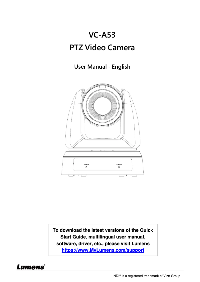 Image de la première page du manuel de l'appareil VC-A53