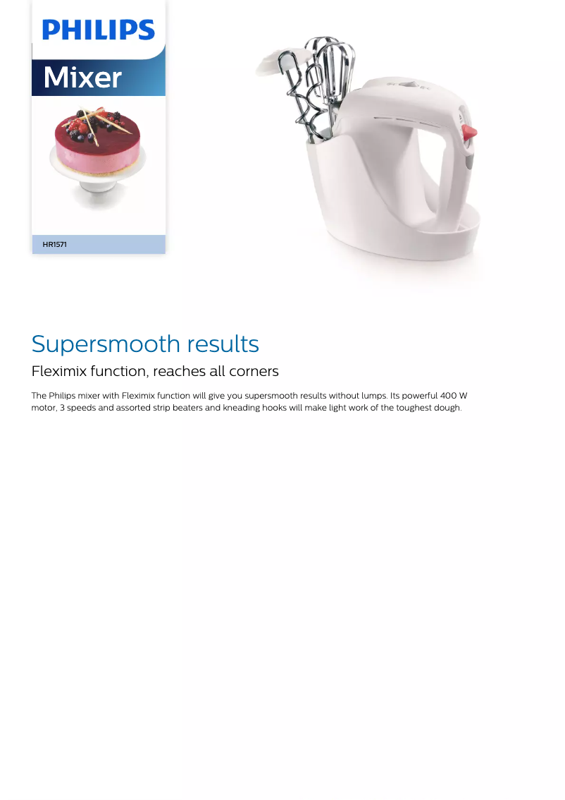 Page 1 de la notice Fiche technique Philips HR1571