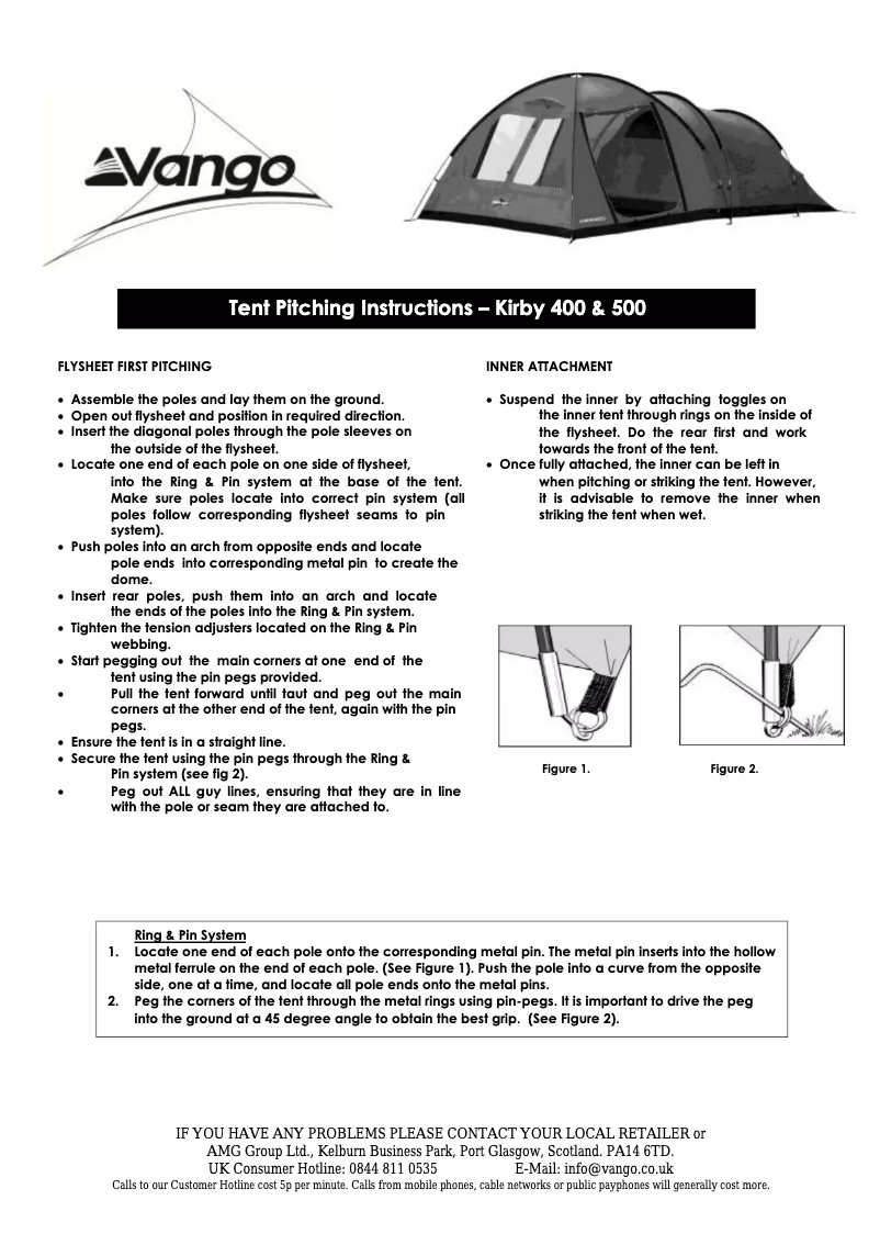 Page 1 de la notice Manuel utilisateur Vango Kirkby 500