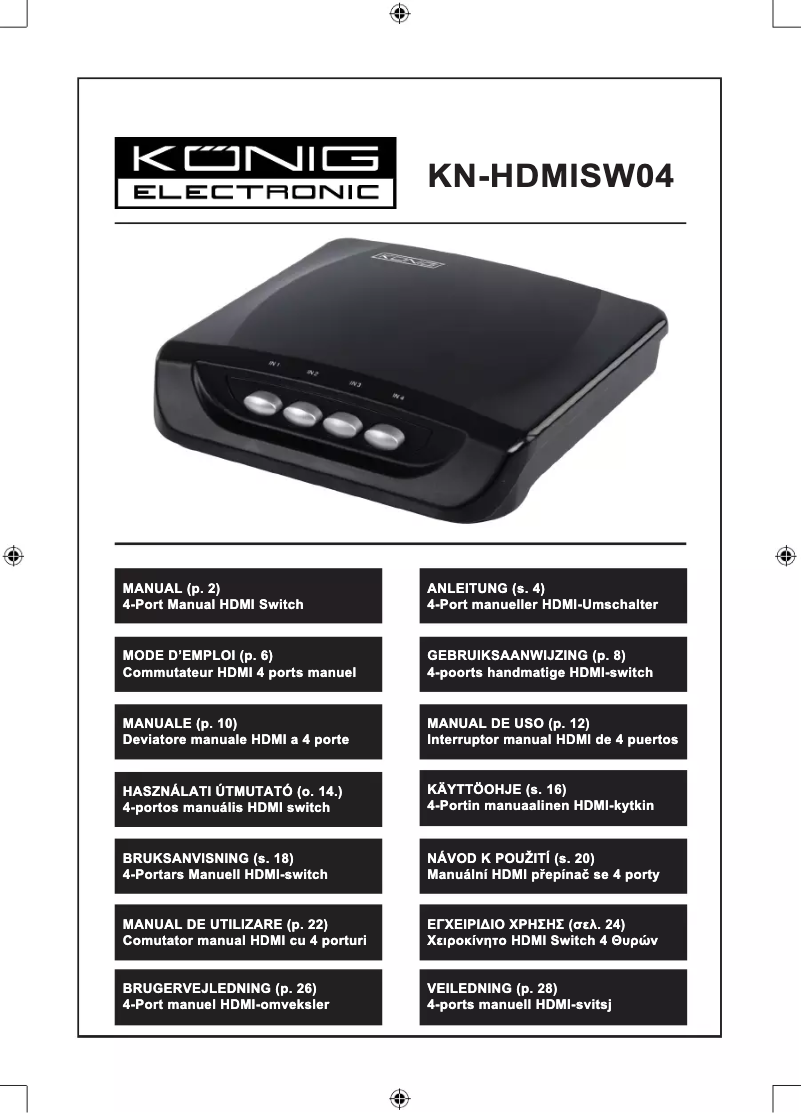 Page 1 de la notice Manuel utilisateur Konig KN-HDMISW04