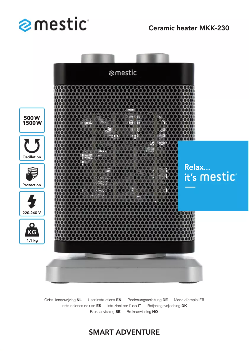 Page 1 de la notice Manuel utilisateur Mestic MKK-230