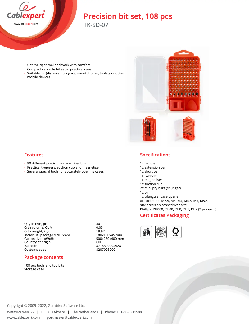 Image de la première page du manuel de l'appareil TK-SD-07