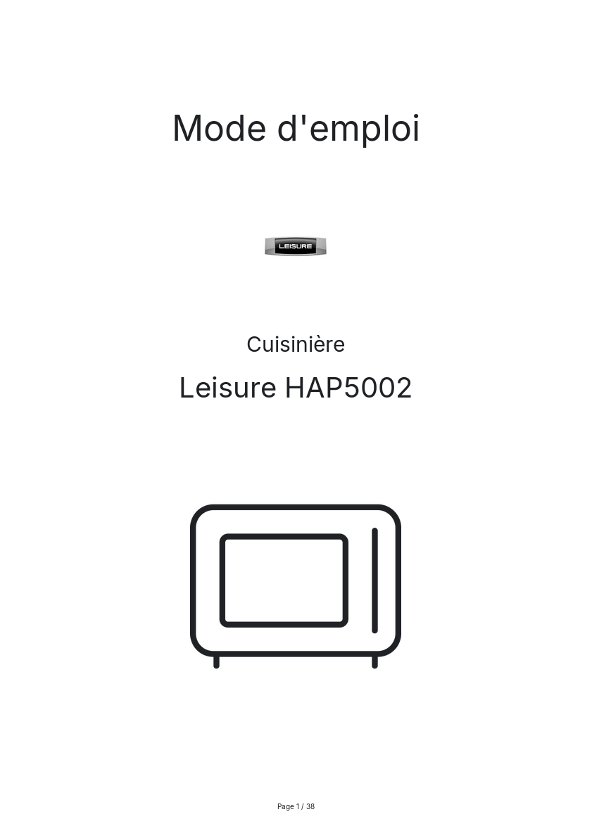 Page n°1 - Mode d'emploi Leisure HAP5002