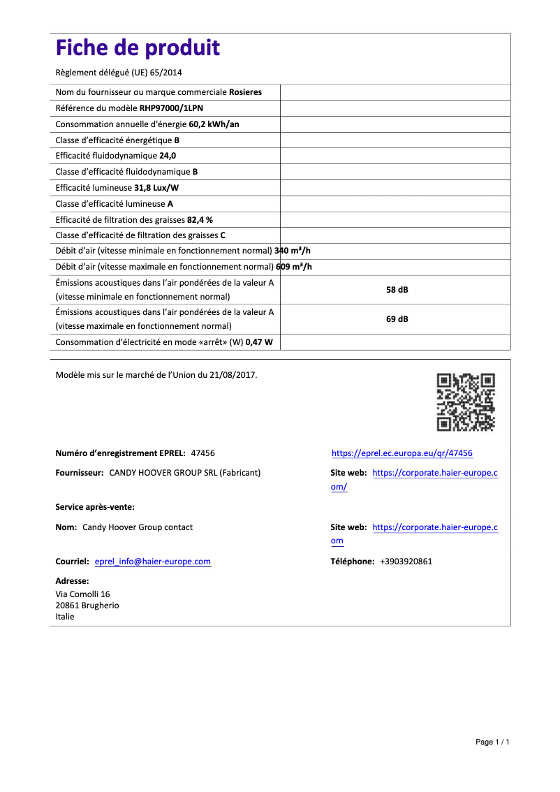 Image de la première page du manuel de l'appareil RHP 97000/1 LPN