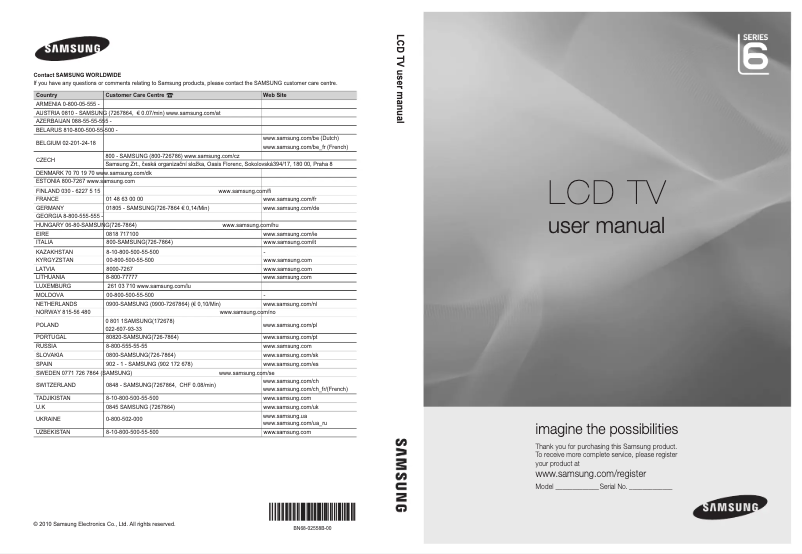 Page n°1 - Mode d'emploi Samsung LE46C654M1W