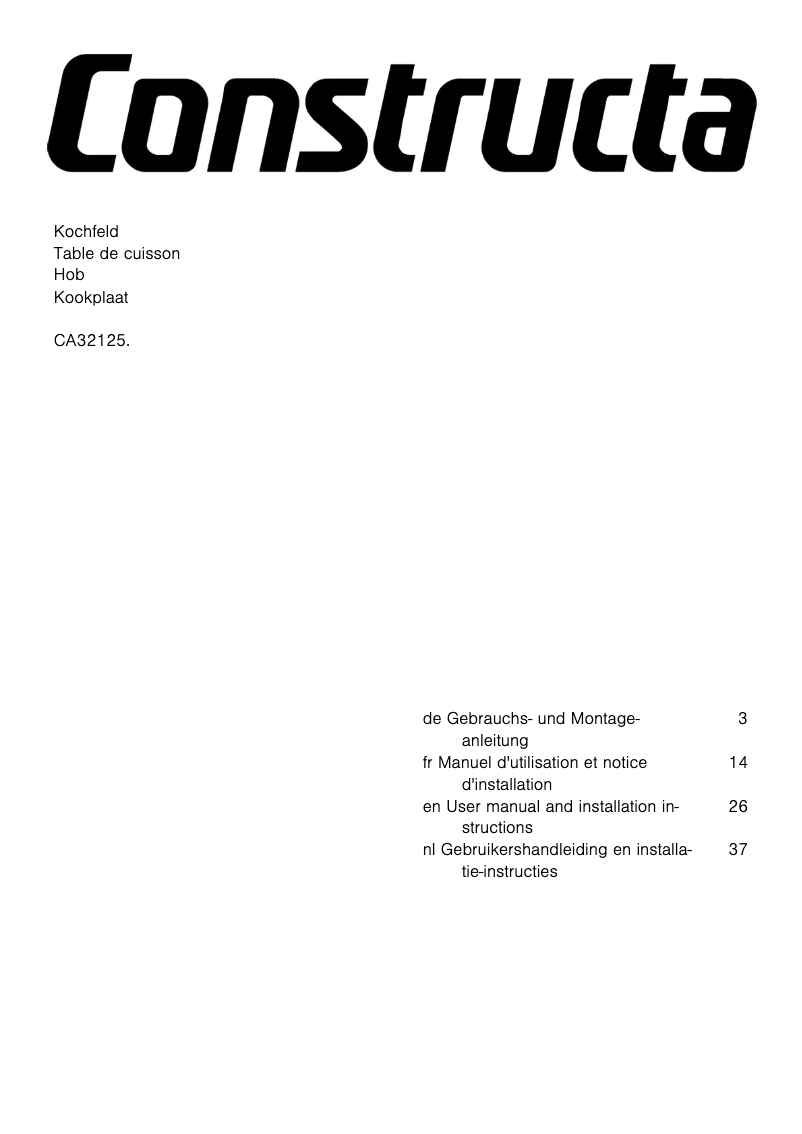 Page 1 de la notice Manuel utilisateur Constructa CX3BS602