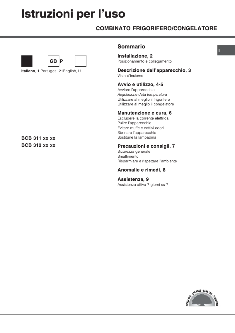 Page n°1 - Manuel utilisateur Hotpoint Ariston BCB 312 AI S/HA