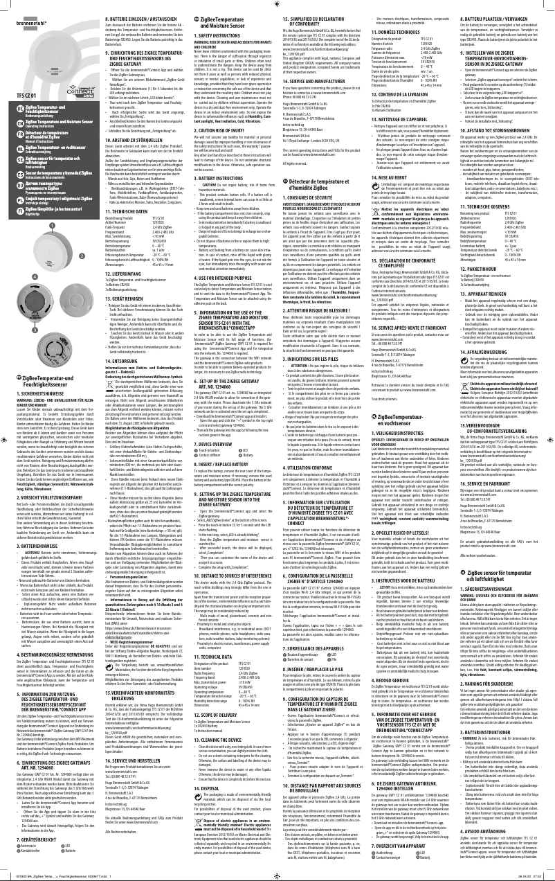 Image de la première page du manuel de l'appareil Connect Zigbee TFS CZ 01
