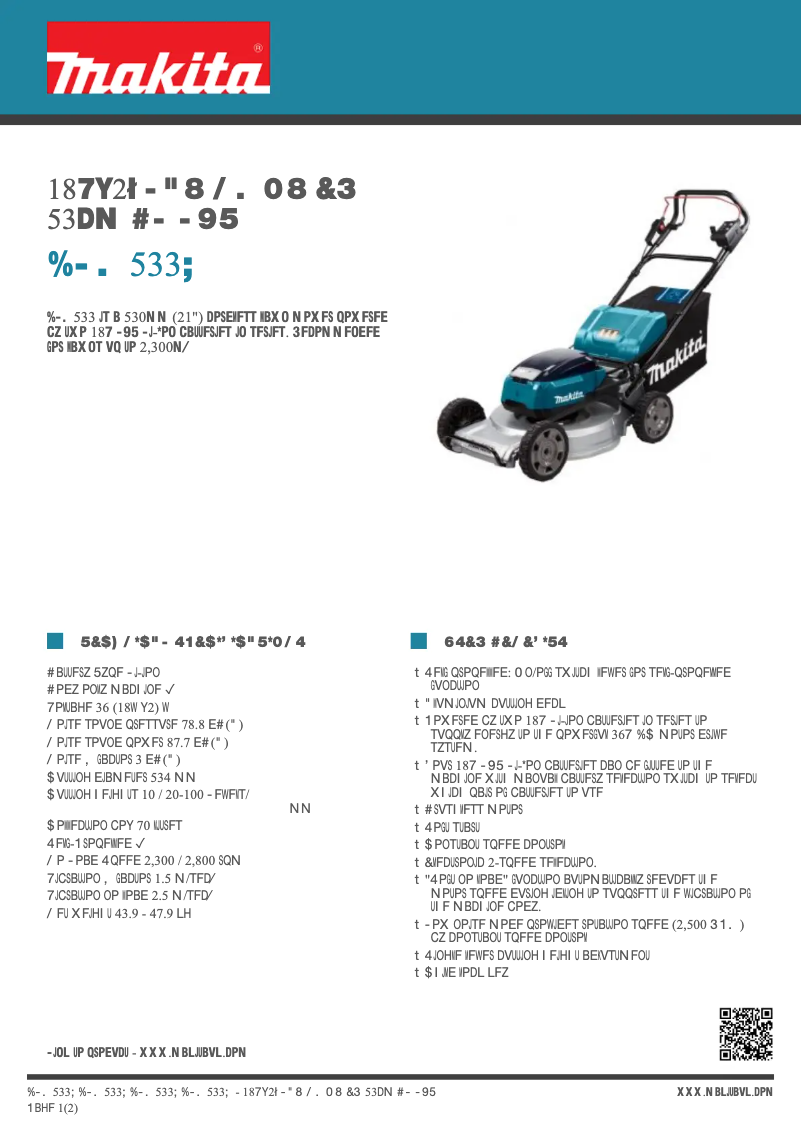 Page 1 de la notice Fiche technique Makita DLM533Z