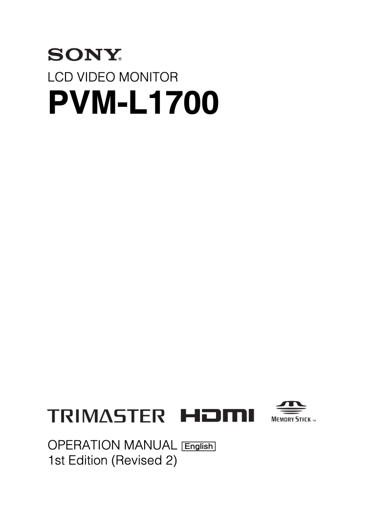 Page n°1 - Manuel utilisateur Sony PVM-L1700