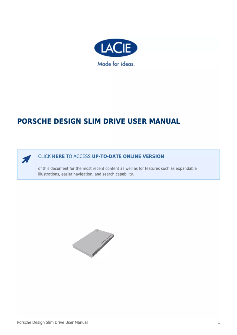 Página 1 del manual Manual de usuario LaCie Porsche Design P'9223