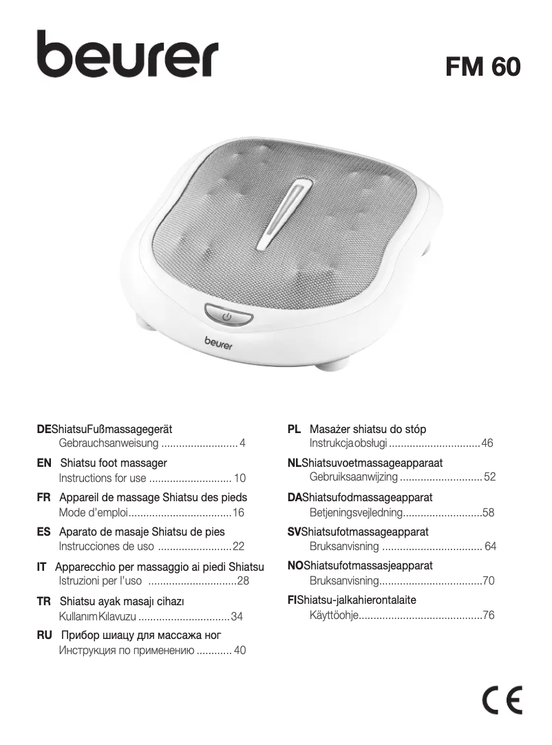 Page 1 de la notice Manuel utilisateur Beurer FM 60